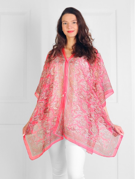 Reversible Pearl Chiffon Top with Paisley Print